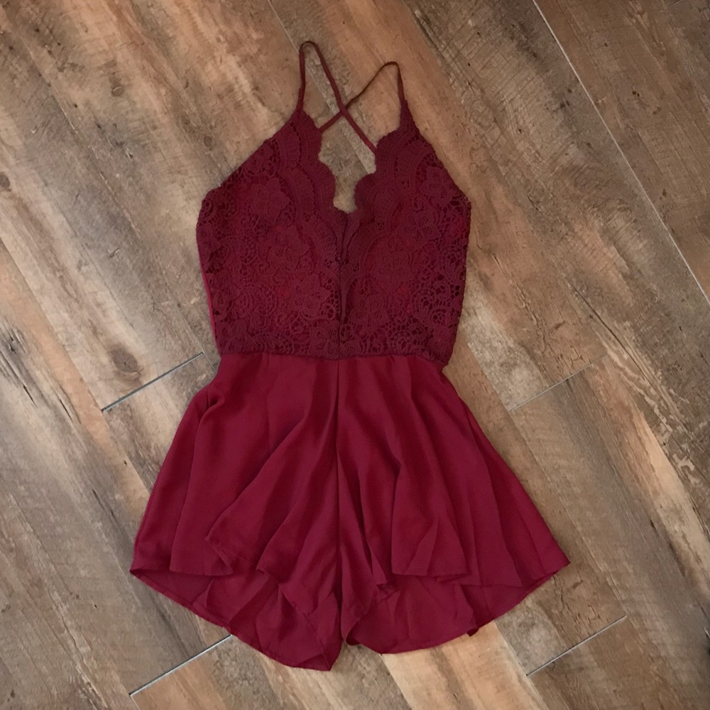 Open-Back Satin and Lace Romper